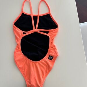 Orange and Black Strappy Swimsuit